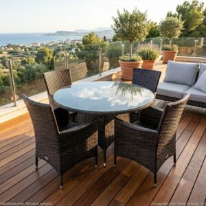 SHC PE RATTAN YUVARLAK MASA SET